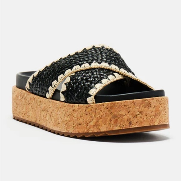 NWT Black Platform Cork Sandals Women’s 8 - Picture 4 of 6